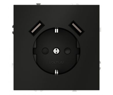 Розетка с USB, А+А Voltum S70 VLS040408 (черный матовый