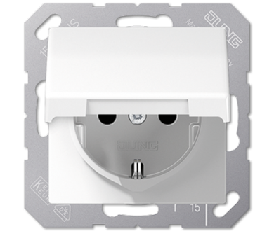 Розетка Schuko с крышкой Jung EP1420KLWWM