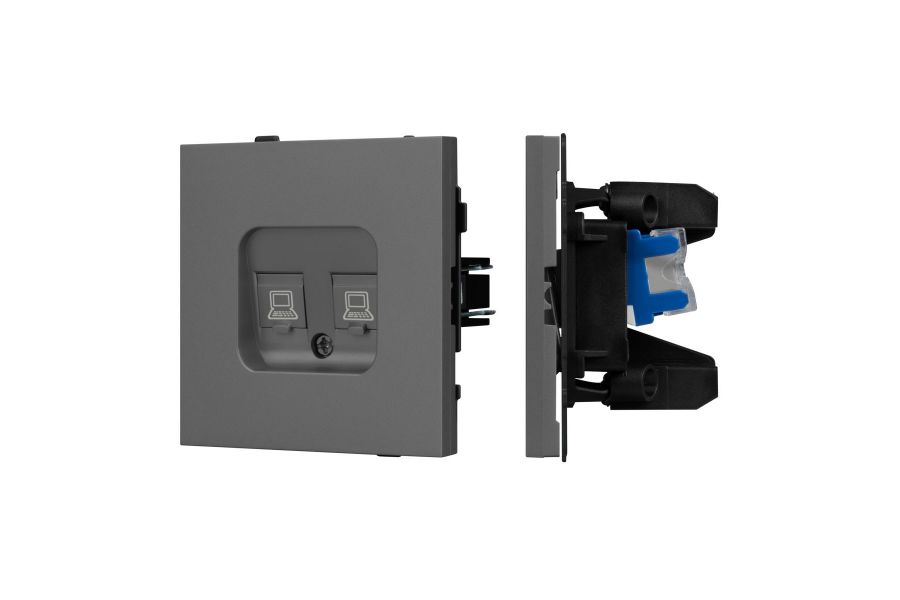Механизм компьютерной розетки двойной SCT-TENDO-MPC2-SFPL-GR (RJ-45, CAT6) 054597