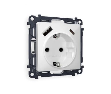 Комплект механизма розетки 2USB A+C 20W (быстрая зарядка) с/з Ambrella Volt Alfa MA130010