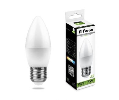 Купить Лампа светодиодная Feron E27 7W 4000K Свеча Матовая LB-97 25759 Лампа светодиодная Feron E27 7W 4000K Свеча Матовая LB-97 25759