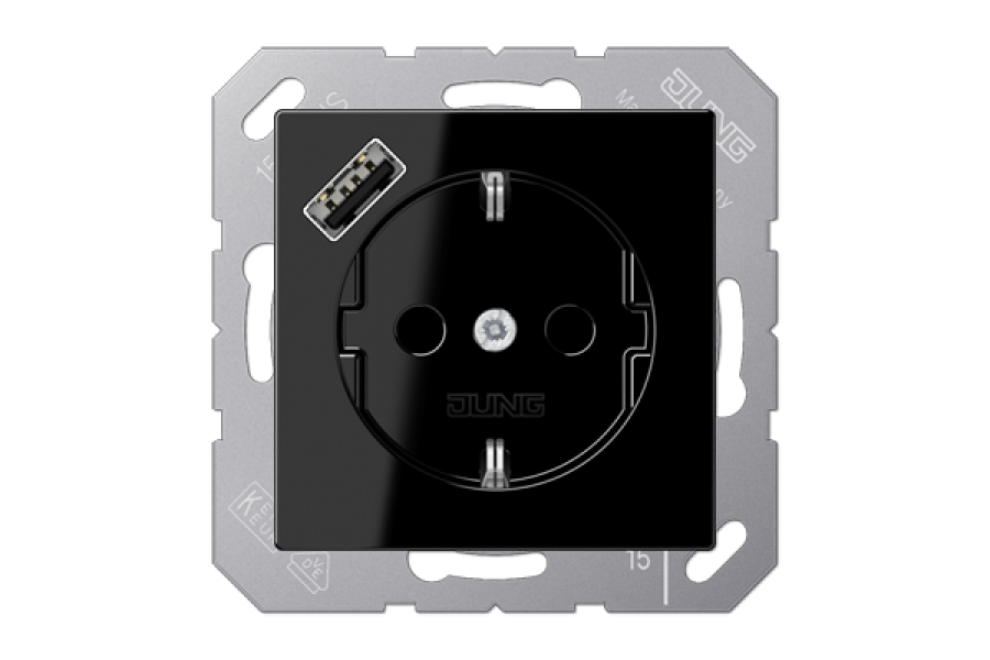 Розетка 2K+З USB Typ A Jung A1520-18ASW