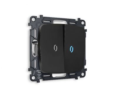 Купить Комплект механизма 2-кл выключателя с подсветкой Ambrella Volt Omega MO804020 Комплект механизма 2-кл выключателя с подсветкой Ambrella Volt Omega MO804020