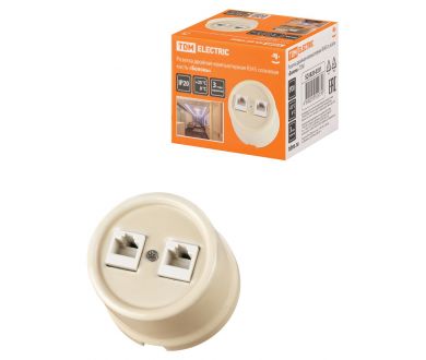 Купить Розетка двойная компьютерная RJ45 сл. кость Болонь TDM Electric SQ1820-0351 Розетка двойная компьютерная RJ45 сл. кость Болонь TDM Electric SQ1820-0351