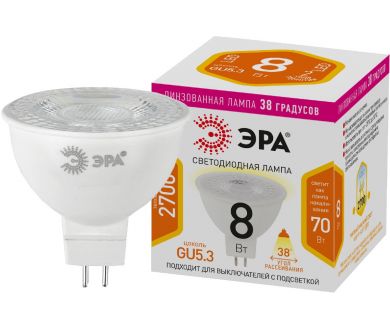 Купить Лампа светодиодная Эра GU5.3 8W 2700K LED Lense MR16-8W-827-GU5.3 Б0054938 Лампа светодиодная Эра GU5.3 8W 2700K LED Lense MR16-8W-827-GU5.3 Б0054938