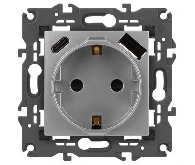 Купить Розетка со шторками с USB type-A+C Эра Elegance 14-4108-03 Б0067741 Розетка со шторками с USB type-A+C Эра Elegance 14-4108-03 Б0067741