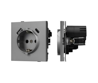 Купить Механизм розетки с USB зарядкой Arlight SCT-TENDO-MUAC-PL-GR (230V, 16A) 054088 Механизм розетки с USB зарядкой Arlight SCT-TENDO-MUAC-PL-GR (230V, 16A) 054088
