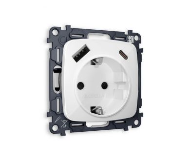 Купить Комплект механизма электрической розетки USB A+C 20W Ambrella Volt Omega (OP1100, VM160) MO110010 Комплект механизма электрической розетки USB A+C 20W Ambrella Volt Omega (OP1100, VM160) MO110010