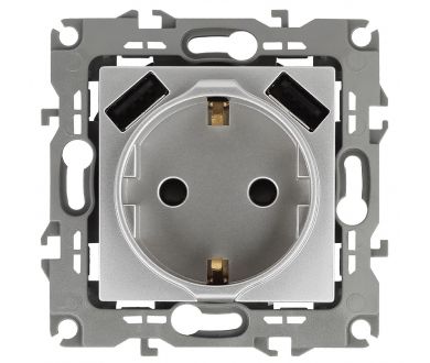 Купить Розетка 2P+E со шторками и 2xUSB Эра 14-4109-03 Б0047869 Розетка 2P+E со шторками и 2xUSB Эра 14-4109-03 Б0047869