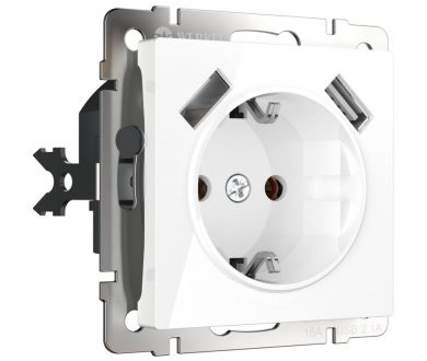 Купить Розетка с заземлением, шторками и USBх2 Werkel белый W1171501 4690389155345 Розетка с заземлением, шторками и USBх2 Werkel белый W1171501 4690389155345