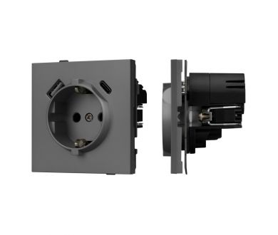 Купить Механизм розетки с USB зарядкой Arlight SCT-TENDO-MUAC-SFPL-GR (230V, 16A) 054609 Механизм розетки с USB зарядкой Arlight SCT-TENDO-MUAC-SFPL-GR (230V, 16A) 054609