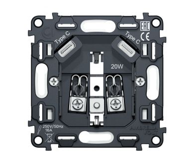 Купить Механизм электрической розетки 2USB С+C 20W (быстрая зарядка) с/з на винтовых зажимах 16A-250V QUANT Ambrella Volt VM165 Механизм электрической розетки 2USB С+C 20W (быстрая зарядка) с/з на винтовых зажимах 16A-250V QUANT Ambrella Volt VM165