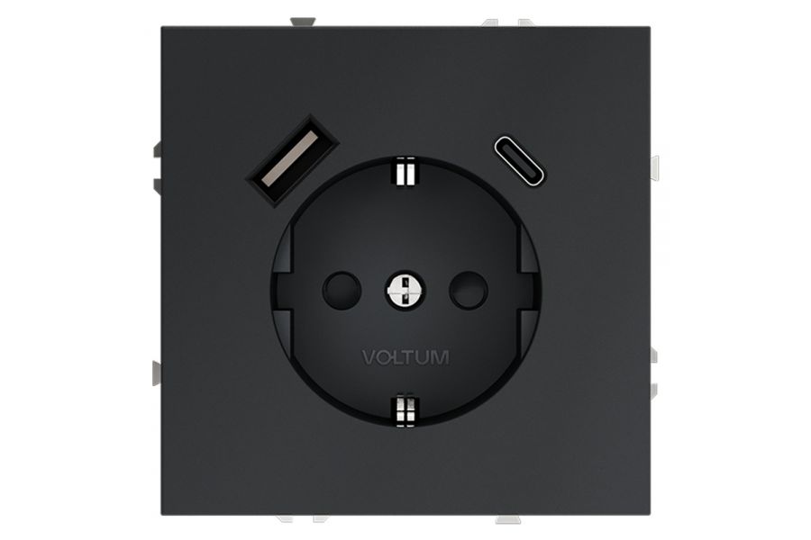 Розетка с USB, A+C Voltum S70 VLS040507 (графит)