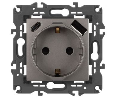 Купить Розетка со шторками с USB type-A+C Эра Elegance 14-4108-16 Б0067695 Розетка со шторками с USB type-A+C Эра Elegance 14-4108-16 Б0067695