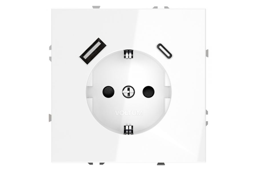 Розетка с USB, A+C Voltum S70 VLS040501 (белый глянцевы