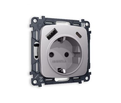 Купить Комплект механизма розетки 2USB A+C 20W (быстрая зарядка) с/з Ambrella Volt Omega MO510010 Комплект механизма розетки 2USB A+C 20W (быстрая зарядка) с/з Ambrella Volt Omega MO510010