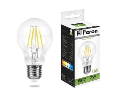 Купить Лампа светодиодная филаментная Feron E27 7W 4000K Шар Прозрачная LB-57 25570 Лампа светодиодная филаментная Feron E27 7W 4000K Шар Прозрачная LB-57 25570