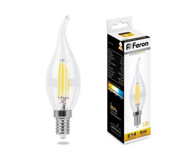Купить Лампа светодиодная филаментная Feron E14 5W 2700K Свеча на ветру Прозрачная LB-59 25575 Лампа светодиодная филаментная Feron E14 5W 2700K Свеча на ветру Прозрачная LB-59 25575