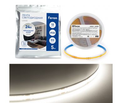 Купить Светодиодная лента Feron LS530 512SMD 12Вт/м 24В 4000К IP20 48969 Светодиодная лента Feron LS530 512SMD 12Вт/м 24В 4000К IP20 48969