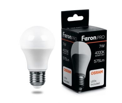 Купить Лампа светодиодная Feron E27 7W 4000K груша матовая LB-1007 38024 Лампа светодиодная Feron E27 7W 4000K груша матовая LB-1007 38024