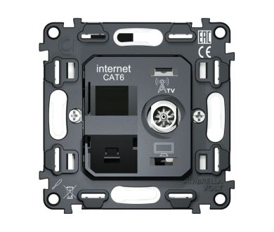 Купить Механизм розетки компьютерной + TV оконечной RJ-45 (8P8C) CAT6/50-870 MHz 1dB с автоматической защитной шторкой QUANT Ambrella Volt VM195 Механизм розетки компьютерной + TV оконечной RJ-45 (8P8C) CAT6/50-870 MHz 1dB с автоматической защитной шторкой QUANT Ambrella Volt VM195