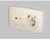 Лицевая панель для розетки с/з со шторками 2USB A+C Ambrella Volt Omega OP3300
