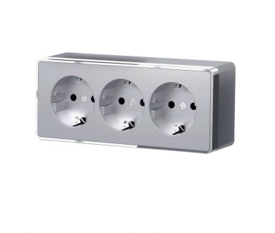 Купить Розетка тройная с заземлением и шторками Werkel Gallant серебряный W5073106 4690389167195 Розетка тройная с заземлением и шторками Werkel Gallant серебряный W5073106 4690389167195