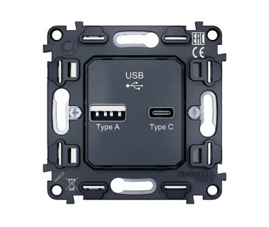 Купить Механизм розетки 2USB A+C 20W (быстрая зарядка) Ambrella Volt Quant VM177 Механизм розетки 2USB A+C 20W (быстрая зарядка) Ambrella Volt Quant VM177