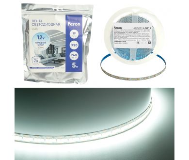 Купить Светодиодная лента Feron LS617 12В 19Вт/м 6500К 5м IP20 48828 Светодиодная лента Feron LS617 12В 19Вт/м 6500К 5м IP20 48828