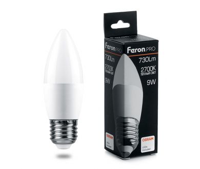 Купить Лампа светодиодная Feron.PRO LB-1309 Свеча E27 9W 2700K 38062 Лампа светодиодная Feron.PRO LB-1309 Свеча E27 9W 2700K 38062