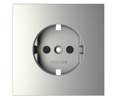 Купить Накладка для розетки с заземлением и защитными шторками Voltum S70 (сталь) VLS000705 Накладка для розетки с заземлением и защитными шторками Voltum S70 (сталь) VLS000705