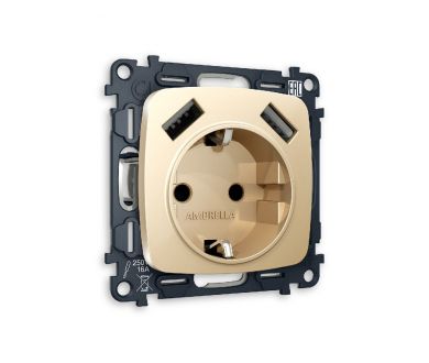 Купить Комплект механизма розетки 2USB A+A 18W (быстрая зарядка) с/з Ambrella Volt Omega MO609010 Комплект механизма розетки 2USB A+A 18W (быстрая зарядка) с/з Ambrella Volt Omega MO609010