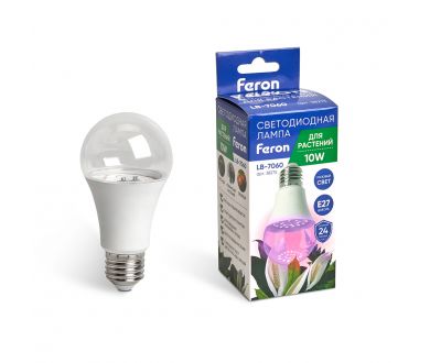 Купить Лампа светодиодная для растений Feron LB-7060 E27 10W красно-синий спектр 38275 Лампа светодиодная для растений Feron LB-7060 E27 10W красно-синий спектр 38275
