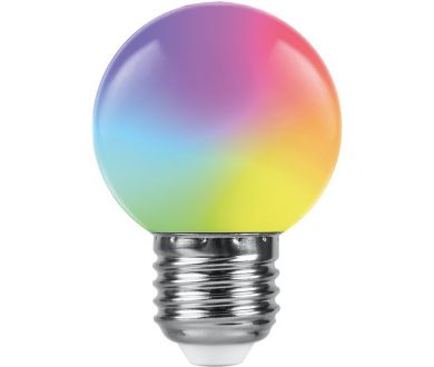 Купить Лампа светодиодная Feron LB-37 шар матовый E27 1W RGB плавная сменая цвета 38116 Лампа светодиодная Feron LB-37 шар матовый E27 1W RGB плавная сменая цвета 38116
