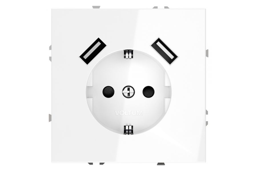 Розетка с USB, А+А Voltum S70 VLS040401 (белый глянцевы