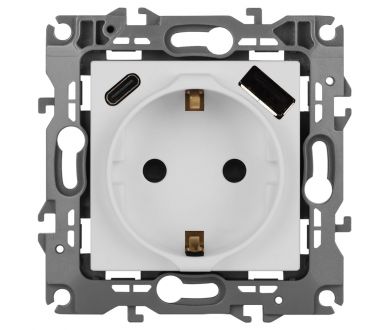 Купить Розетка со шторками с USB type-A+C Эра 12-4108-01М Б0067711 Розетка со шторками с USB type-A+C Эра 12-4108-01М Б0067711