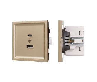 Купить Механизм USB розетки Arlight SCT-TENDO-MUAC-SFPL-GD (5V, 3A, QC3) 054537 Механизм USB розетки Arlight SCT-TENDO-MUAC-SFPL-GD (5V, 3A, QC3) 054537