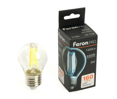 Купить Лампа светодиодная Feron LB-1708 E27 8W 6400K 51255 Лампа светодиодная Feron LB-1708 E27 8W 6400K 51255