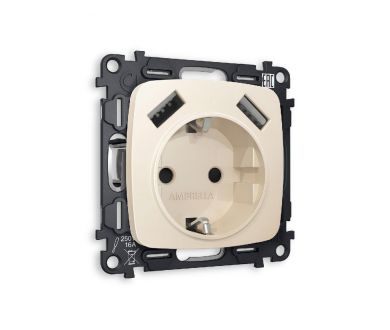 Купить Комплект механизма розетки 2USB A+A 18W (быстрая зарядка) с/з Ambrella Volt Omega MO329010 Комплект механизма розетки 2USB A+A 18W (быстрая зарядка) с/з Ambrella Volt Omega MO329010