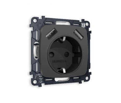 Купить Комплект механизма розетки 2USB A+A 18W (быстрая зарядка) с/з Ambrella Volt Omega MO909010 Комплект механизма розетки 2USB A+A 18W (быстрая зарядка) с/з Ambrella Volt Omega MO909010