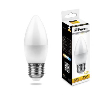 Купить Лампа светодиодная Feron E27 7W 2700K Свеча Матовая LB-97 25758 Лампа светодиодная Feron E27 7W 2700K Свеча Матовая LB-97 25758