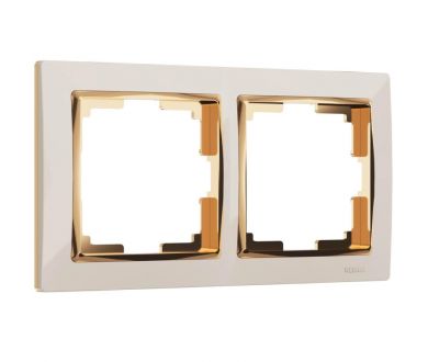 Купить Рамка на 2 поста Werkel Snabb слоновая кость/золото W0021932 4690389160776 Рамка на 2 поста Werkel Snabb слоновая кость/золото W0021932 4690389160776