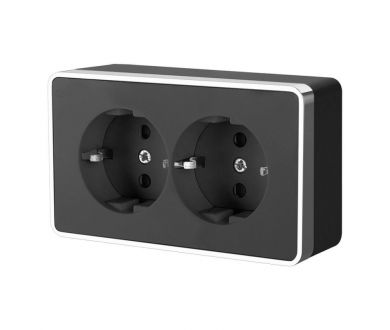 Купить Розетка двойная с заземлением Werkel Gallant черный/хром W5072135 4690389164705 Розетка двойная с заземлением Werkel Gallant черный/хром W5072135 4690389164705