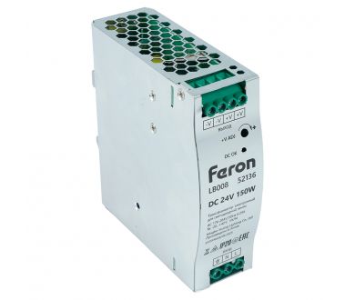 Купить Трансформатор электронный на DIN-рейку Feron LB008 150W 24V IP20 52136 Трансформатор электронный на DIN-рейку Feron LB008 150W 24V IP20 52136