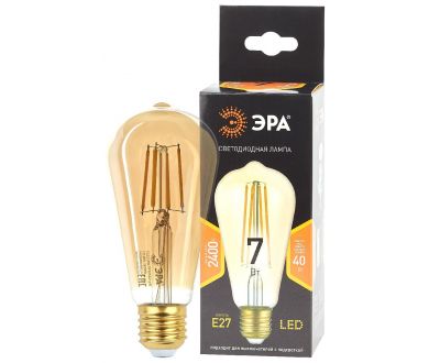 Купить Лампа светодиодная Эра E27 7W 2400K F-LED ST64-7W-824-E27 gold Б0047664 Лампа светодиодная Эра E27 7W 2400K F-LED ST64-7W-824-E27 gold Б0047664