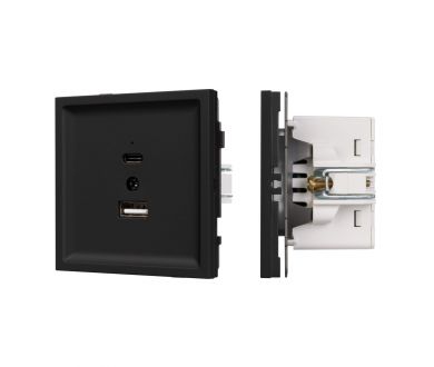 Купить Механизм USB розетки Arlight SCT-TENDO-MUAC-SFPL-BK (5V, 3A, QC3) 054536 Механизм USB розетки Arlight SCT-TENDO-MUAC-SFPL-BK (5V, 3A, QC3) 054536