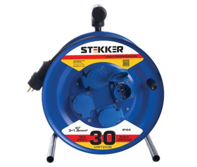 Купить Удлинитель на металлической катушке 4-местный Stekker PRF02-31-30 30м 39786 Удлинитель на металлической катушке 4-местный Stekker PRF02-31-30 30м 39786