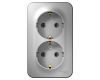 Розетка 2-ая с/з без шторок 16А, 250В, изолир. Пластина Systeme Electric Blanca наруж Алюминий BLNRA010213