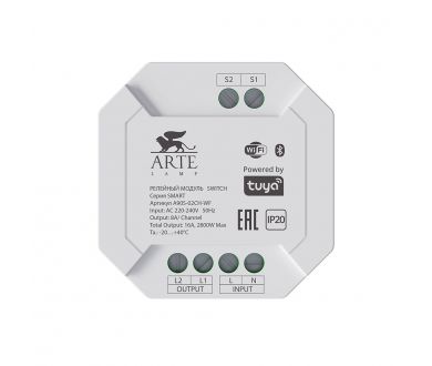 Купить Релейный модуль Arte Lamp Smart A90S-02CH-WF Релейный модуль Arte Lamp Smart A90S-02CH-WF