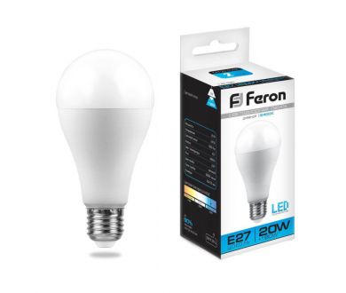 Купить Лампа светодиодная Feron E27 20W 6400K Шар Матовая LB-98 25789 Лампа светодиодная Feron E27 20W 6400K Шар Матовая LB-98 25789